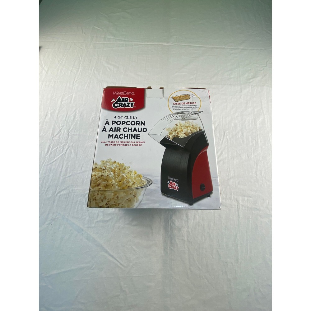 West Bend Air Crazy 4 Qt Hot‎ Air Popcorn Machine Black Red 82411R New